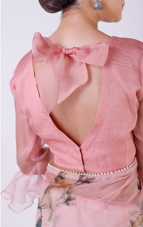 Peach Organza Blouse Design