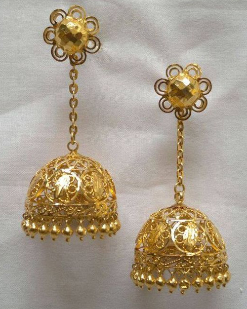 Plain Gold Floral Jhumka