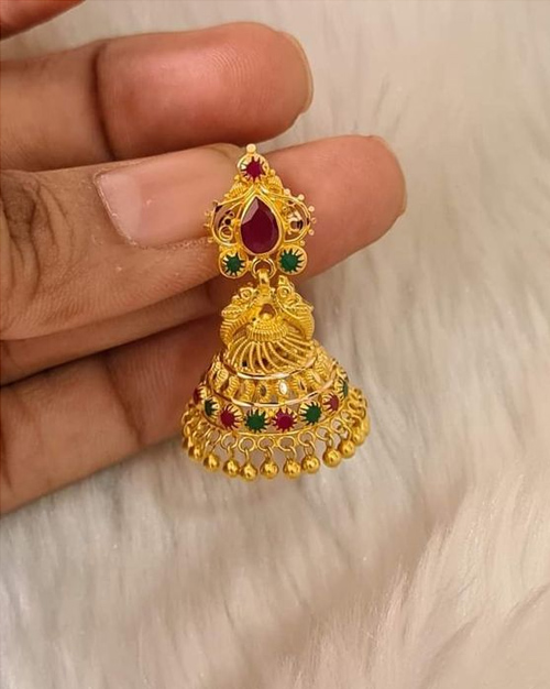 Red Kundan Studded Jhumka