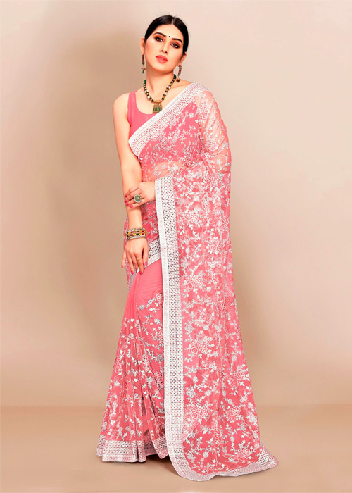 Silver Tone Net Saree