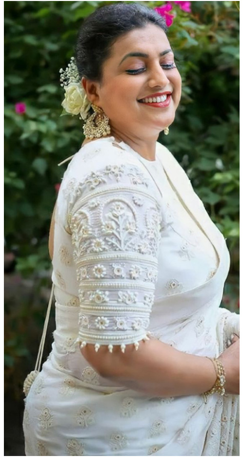 heavy embroidered sleeves blouse