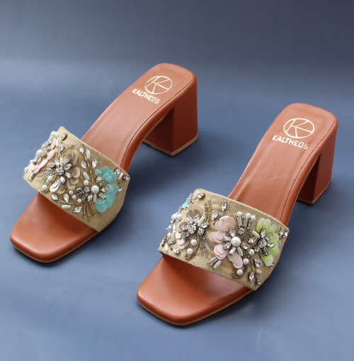 Brown Embellished Heels