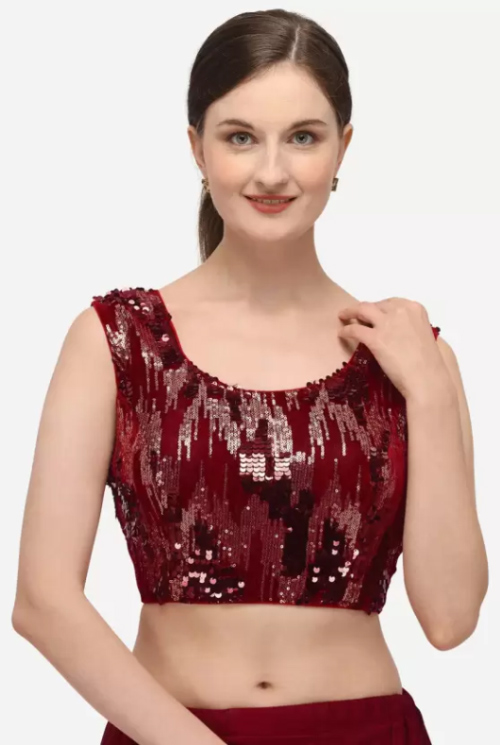 Maroon Sequin Work Blouse