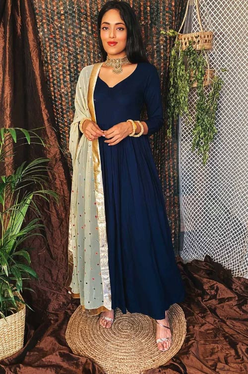 Dark Blue Anarkali