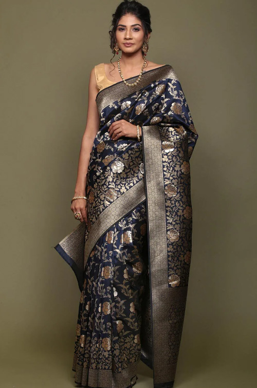 Indigo Banarasi Saree
