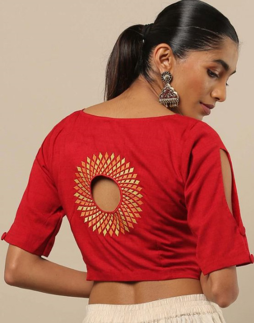 Cut Sleeves Blouse Design