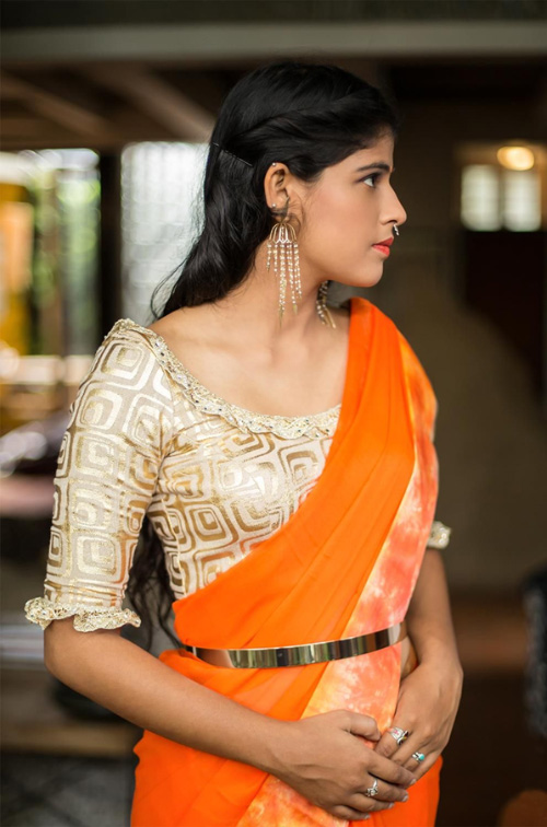 Gold Foil Printed Blouse Design
