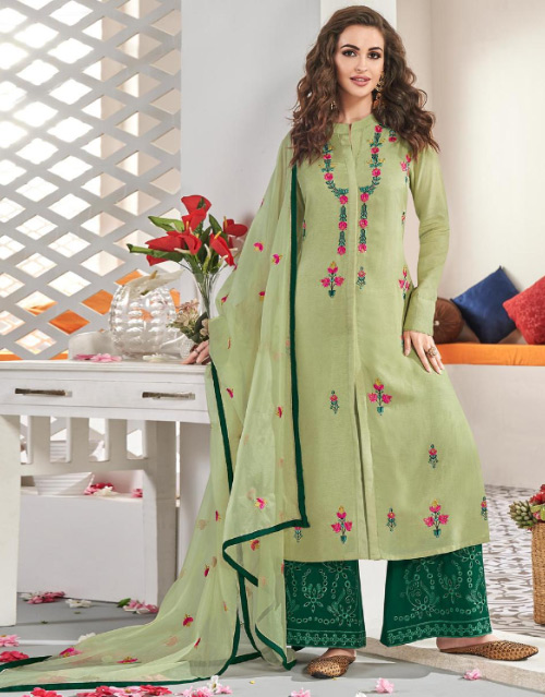 Pista Green Kurti And Palazzo