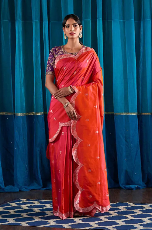 Pink Dual Tone Banarasi Saree
