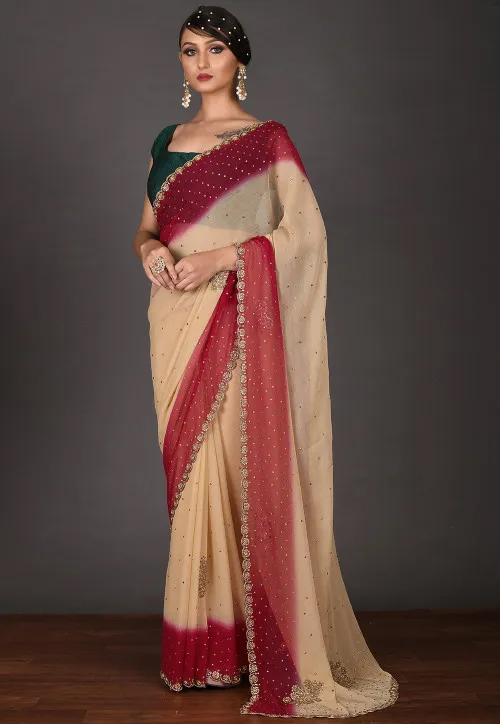 Beige Chiffon Saree