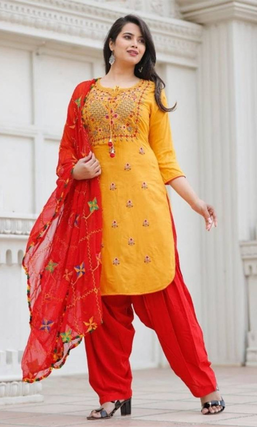 Apple Cut Kurti With Patiyala