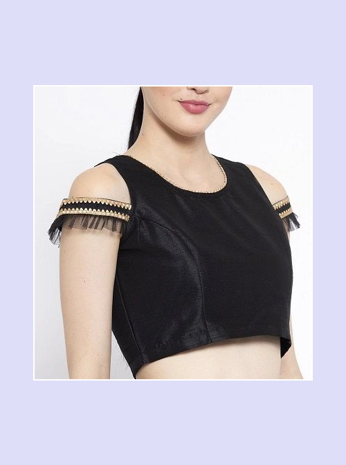 Black Shoulder Cut Blouse