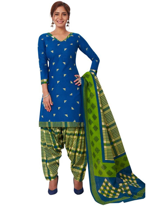 Blue And Green Patiyala Suit