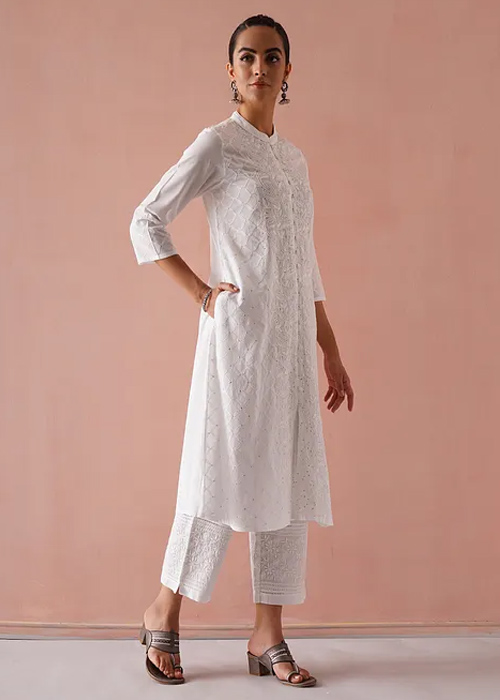 Chikankari White Kurti