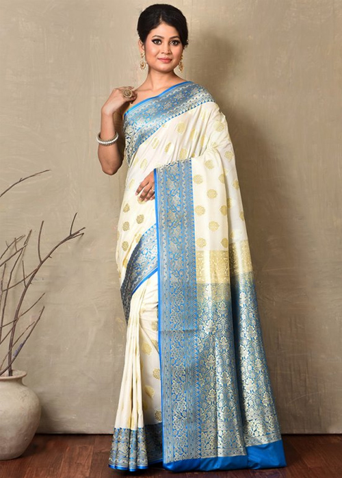 Cream Saree