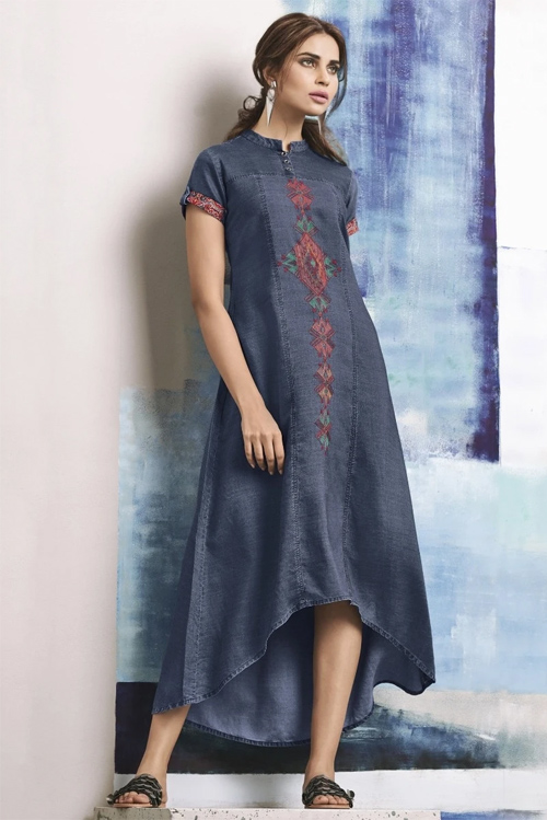 Denim High Low Kurti