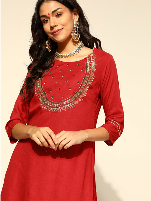 Designer Red Kurta