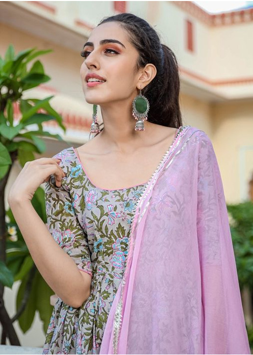Floral Printed Kurti And Dupatta