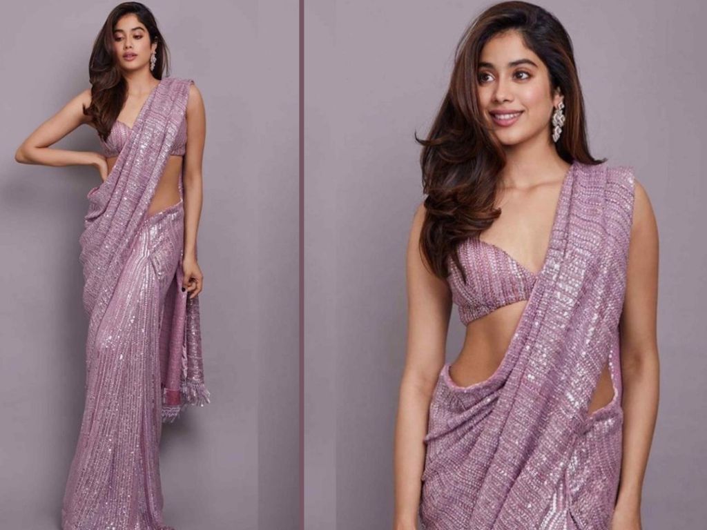 Janhvi Kapoor Wearing Sequin Saree