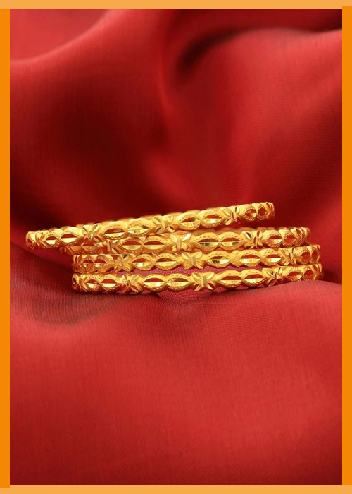 Leaf Style Gold Bangles