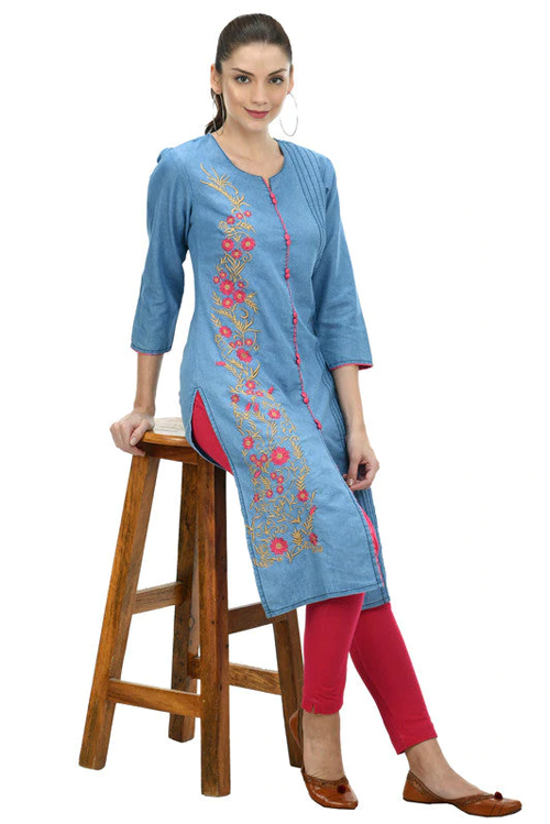 Light Blue Denim Kurti