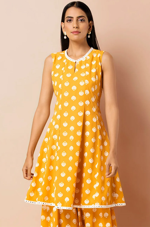 Mustard Kalidar Kurti