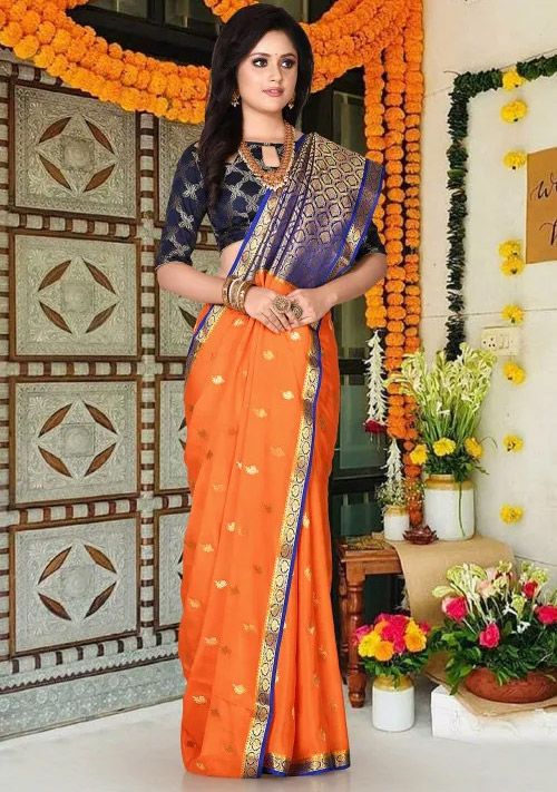 Orange Silk Saree