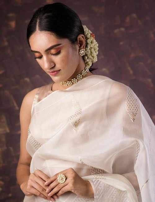 White Organza Saree