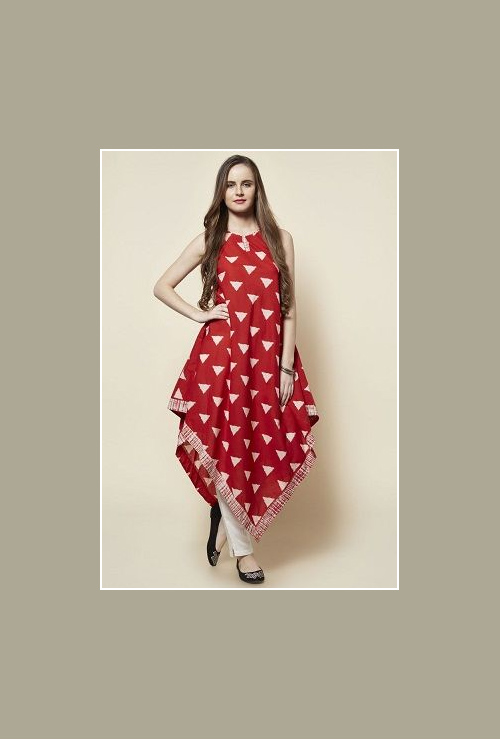 Red Indo Western Kurti