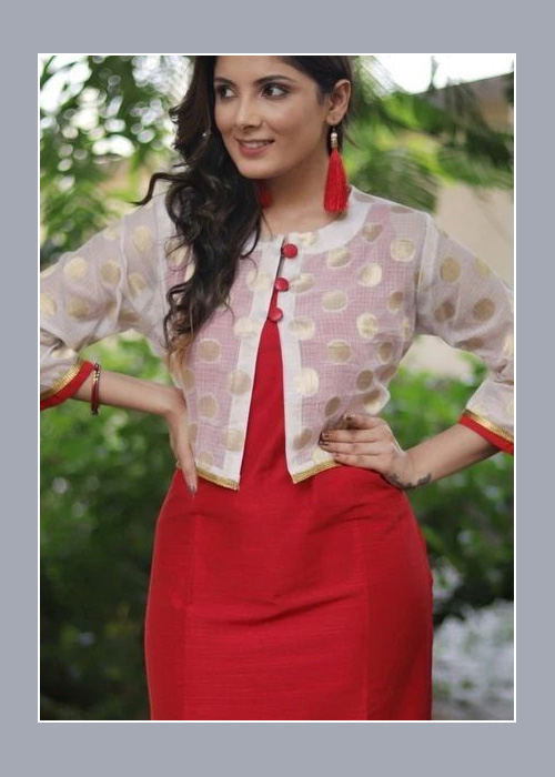 Red Kurti With Jacket