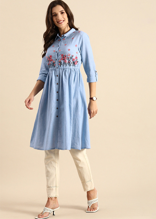 Shirt Style Denim Kurti