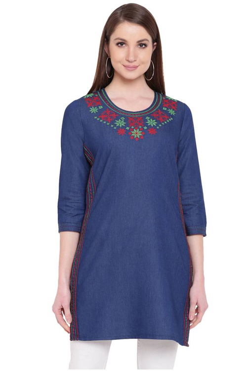 Short Length Denim Kurti