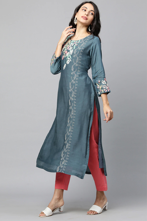 Straight Cut Denim Kurti