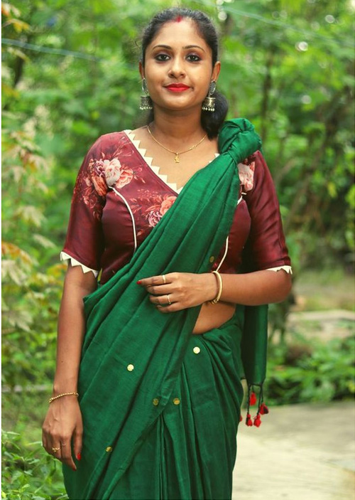 V Neck Brown Blouse Design