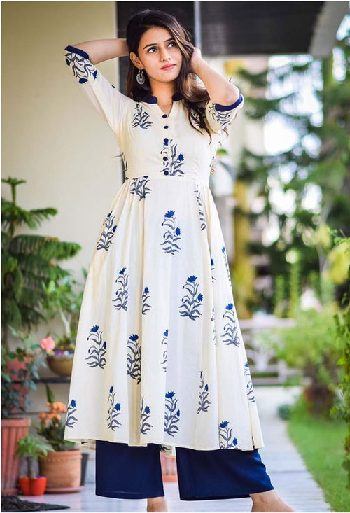 White Floral Kurti