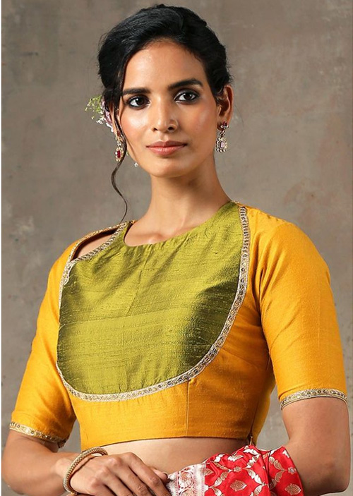 Yellow And Green Blouse Design
