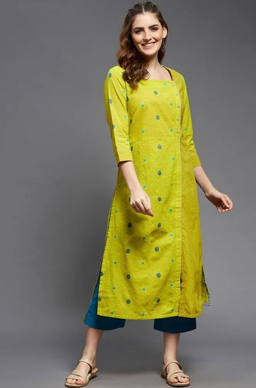 Yellow Kurti And Blue Pant