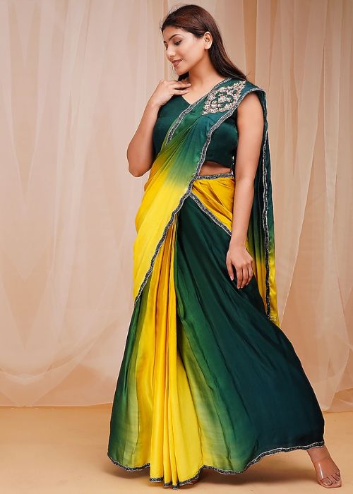 1 Green Yellow Saree