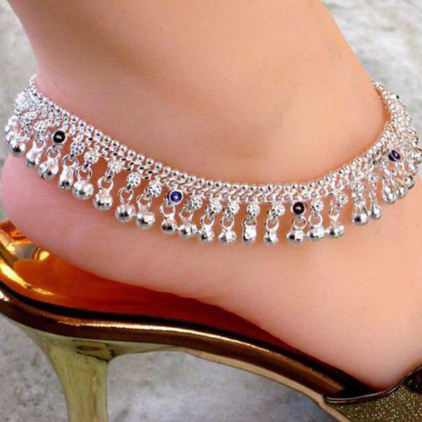 SImple Ghunghroo Silver Anklets