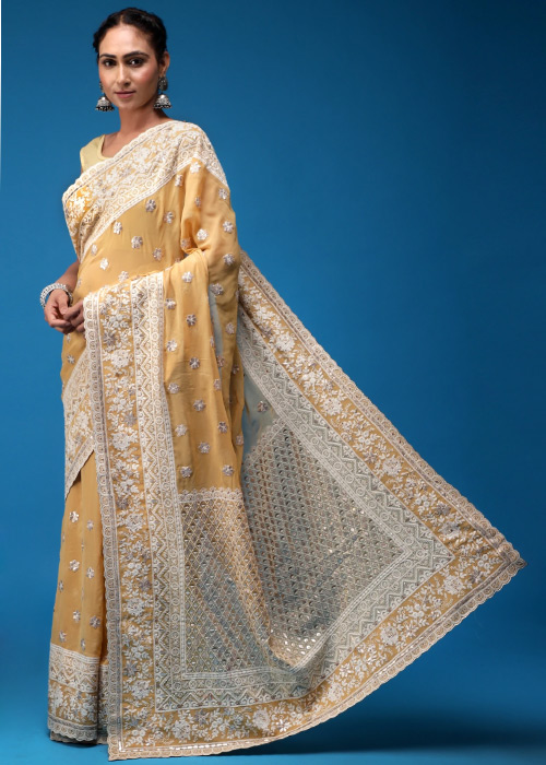 Georgette Saree With Gota Patti Work