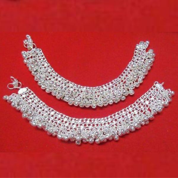 Multiple Ghunghroo Silver Anklet