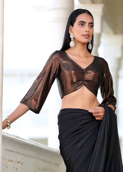 Half Sleeves Bronze Blouse Design