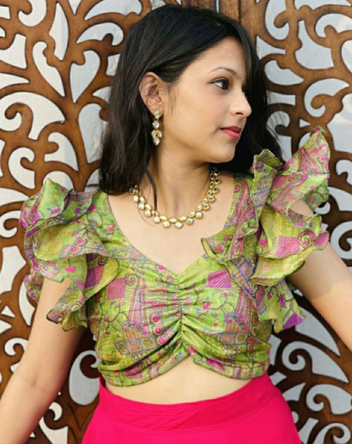 Printed Green Blouse