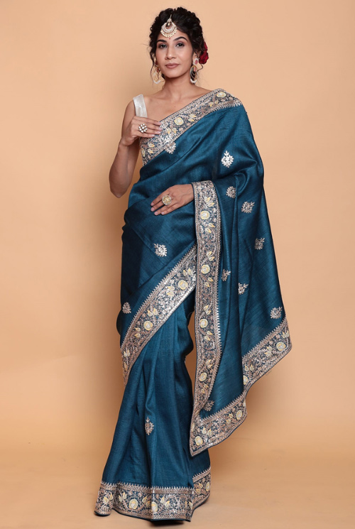 Silk Saree With Gota Patti Work