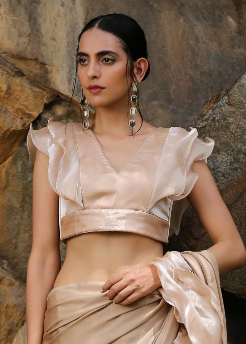 Cream Sleevless Blouse