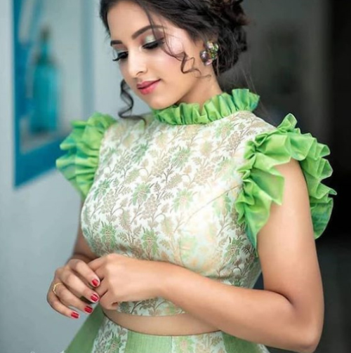 White And Green Blouse