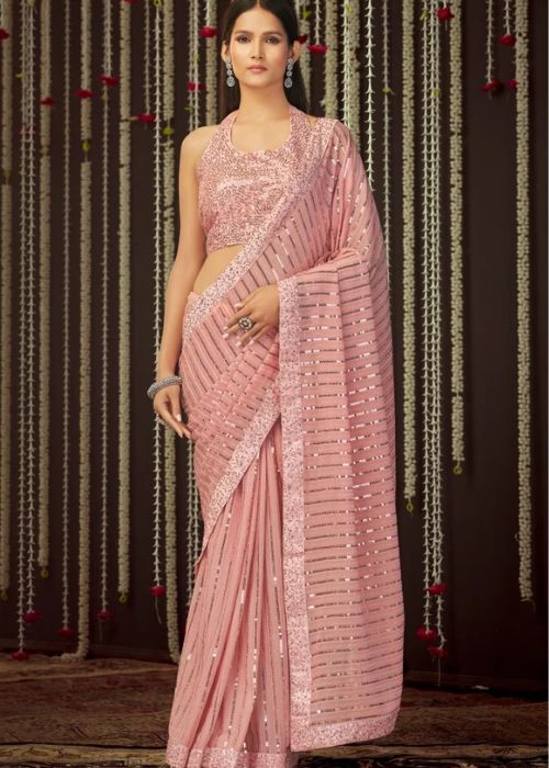 15 Georgette Pink Saree