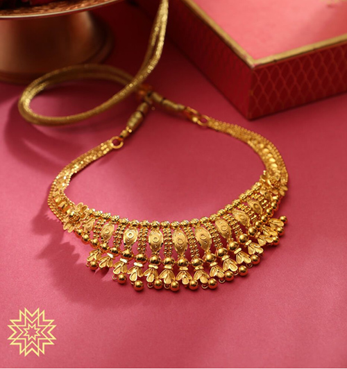 24K Gold Choker Necklace Set