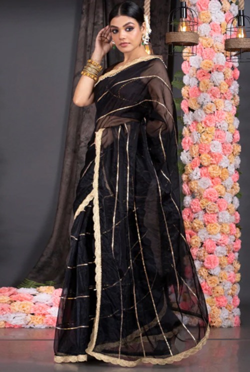 Black Gota Patti Work Saree