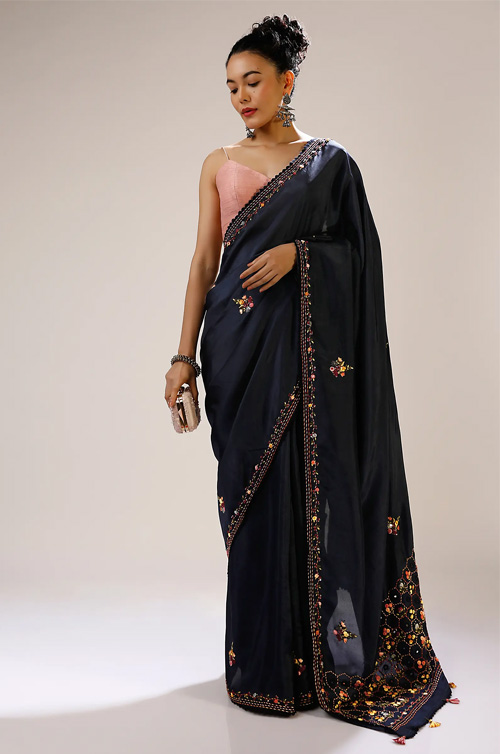Buti Design Blue Saree